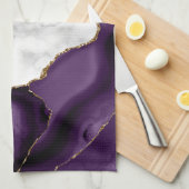 Weißer Marmor Gilded Lila Agate Geschirrtuch (Viertel Falte)