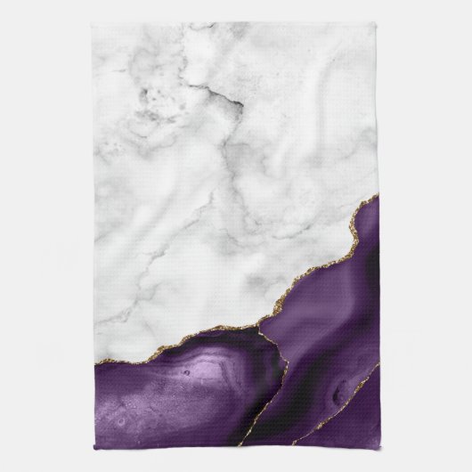 Weißer Marmor Gilded Lila Agate Geschirrtuch (Vertikal)