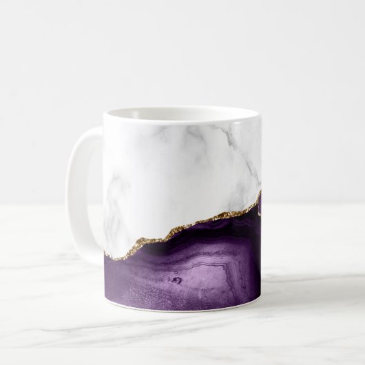Weißer Marmor Gilded Lila Agate Kaffeetasse (Vorderseite Links)