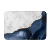Weißer Marmor Gilded Navy Blue Agate Badematte (Vorderseite)