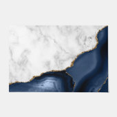 Weißer Marmor Gilded Navy Blue Agate Fußmatte (Vorderseite)