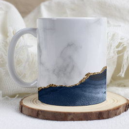 Weißer Marmor Gilded Navy Blue Agate Kaffeetasse