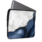 Weißer Marmor Gilded Navy Blue Agate Laptopschutzhülle (Vorne Rechts)