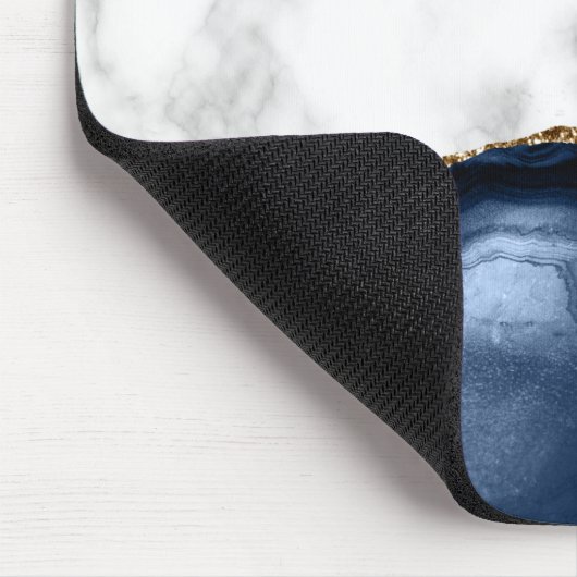 Weißer Marmor Gilded Navy Blue Agate Mousepad (Ecke)