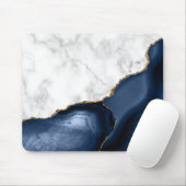Weißer Marmor Gilded Navy Blue Agate Mousepad (Mit Mouse)