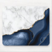 Weißer Marmor Gilded Navy Blue Agate Mousepad (Vorne)