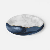 Weißer Marmor Gilded Navy Blue Agate Pappteller (Schrägansicht)