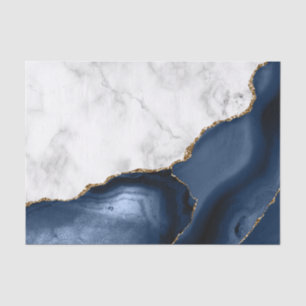 Weißer Marmor Gilded Navy Blue Agate Seidenpapier