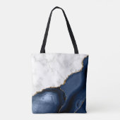 Weißer Marmor Gilded Navy Blue Agate Tasche (Rückseite)