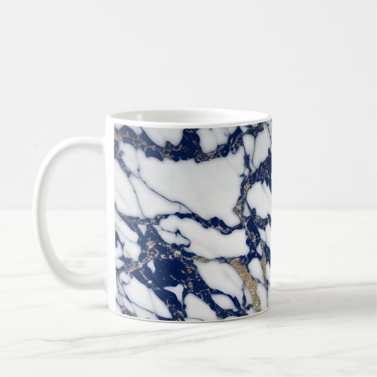 Weißer Marmor Gilded Navy Blue Agate Tasse (Links)