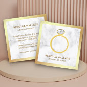 Weißer Marmor Gold Diamant Solitaire Ring Jewele Quadratische Visitenkarte