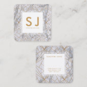 Weißer Marmor Gold Einfache moderne Innenarchitekt Quadratische Visitenkarte (Vorne/Hinten)