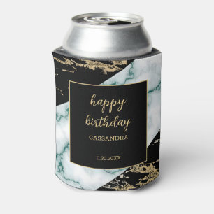 Weißer Marmor Gold Foil Farbe Textur Geburtstag Dosenkühler