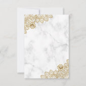 Weißer Marmor Gold Lace islamische Muslime RSVP Karte (Rückseite)