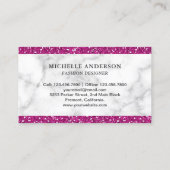 Weißer Marmor Hot Pink Glitzer High Heels Visitenkarte (Rückseite)