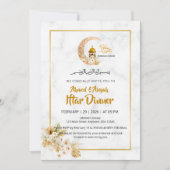 Weißer Marmor Islamisches Design Iftar Einladung (Vorderseite)
