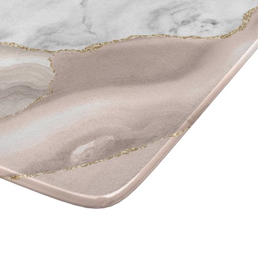 Weißer Marmor Ivory Agate Gold Glitzer Schneidebrett (Ecke)