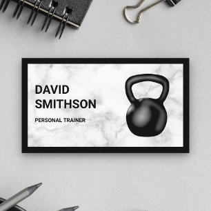 Weißer Marmor-Kettlebell-Fitness-Personaltrainer Visitenkarte