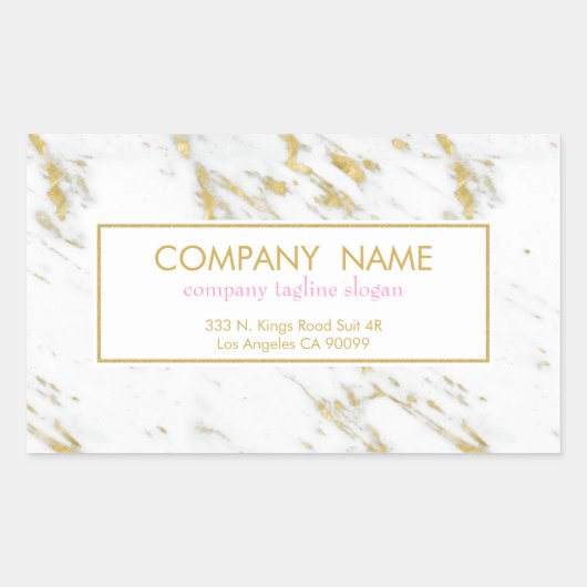 Weißer Marmor mit Glitzer Rechteckiger Aufkleber (Vorderseite)