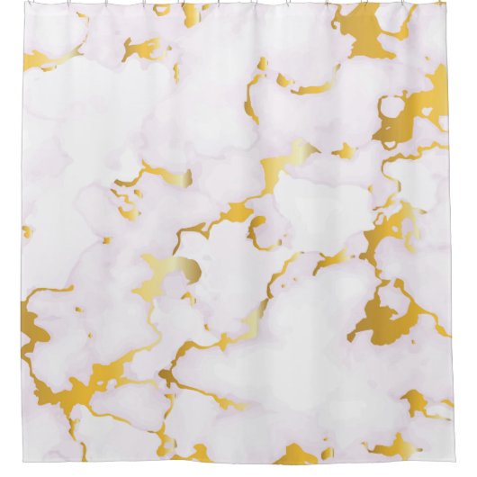 Weißer Marmor mit Gold Duschvorhang (Vorderseite)