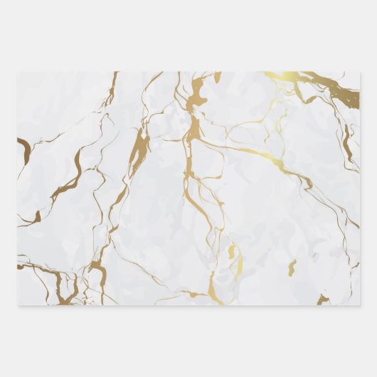 Weißer Marmor mit Gold Geschenkpapier Set (Vorderseite)