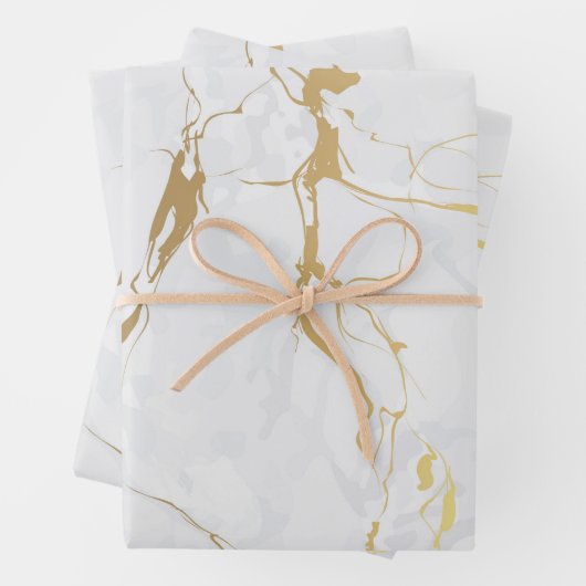 Weißer Marmor mit Gold Geschenkpapier Set (Beispiel)