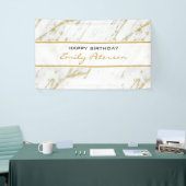 Weißer Marmor mit Gold-Glitzer Banner (Messeveranstaltung)