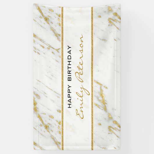 Weißer Marmor mit Gold-Glitzer Banner (Vertikal)