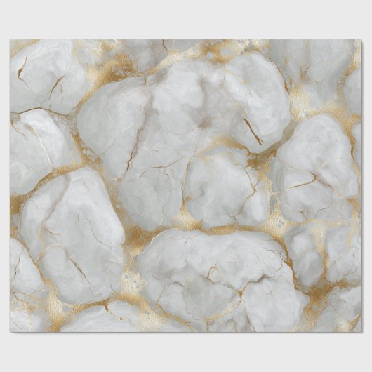 Weißer Marmor mit Goldadern Geschenkpapier (Flach)