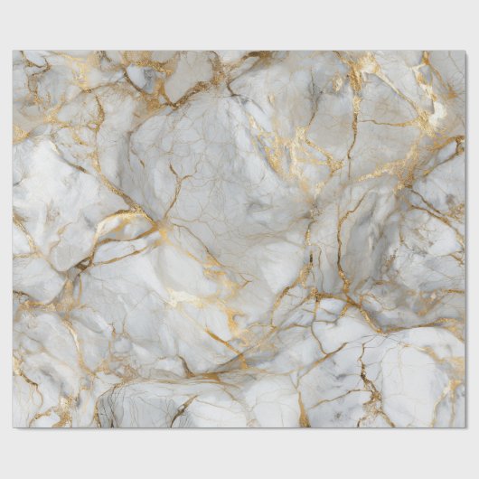 Weißer Marmor mit Goldadern Geschenkpapier (Flach)