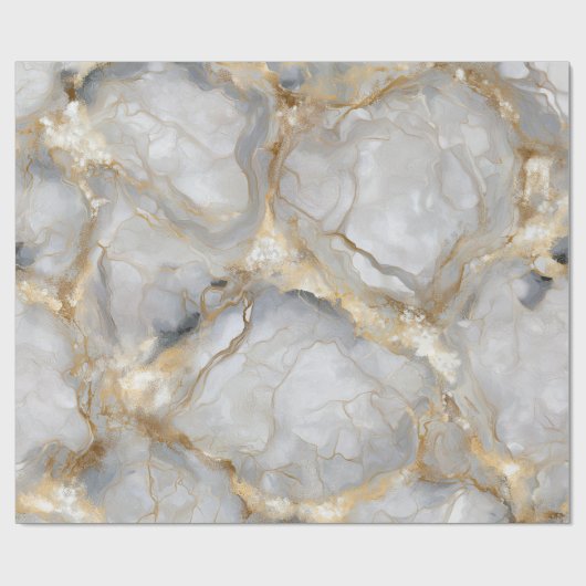 Weißer Marmor mit Goldadern Geschenkpapier (Flach)