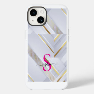 weißer Marmor mit goldenen Linien Monogramm Case-Mate iPhone 14 Hülle