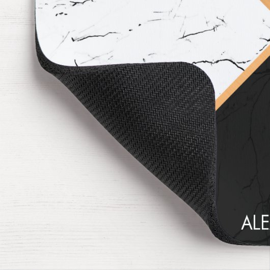 Weißer Marmor mit goldenen Linien Mousepad (Ecke)