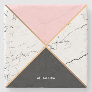 Weißer Marmor mit goldenen Linien Steinuntersetzer