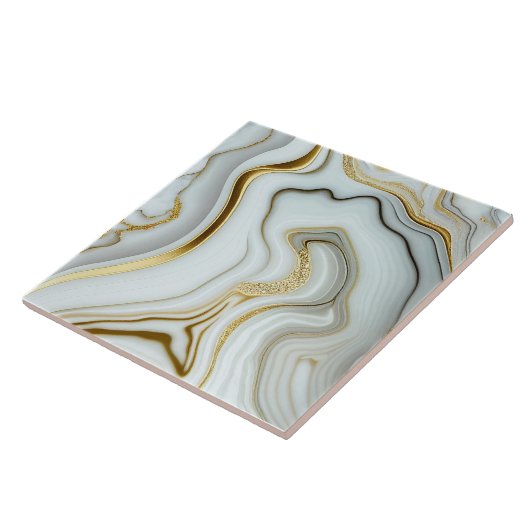 Weißer Marmor mit goldener Keramik Fliese (Seite)