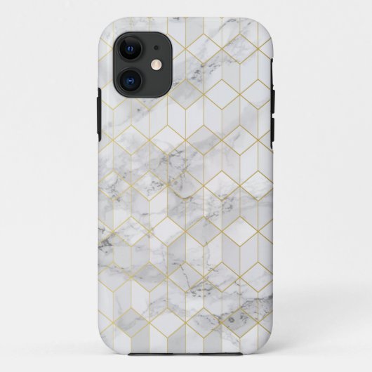 Weißer Marmor mit Goldwürfel-Muster Case-Mate iPhone Hülle (Rückseite)