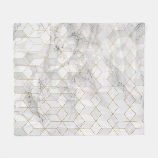 Weißer Marmor mit Goldwürfel-Muster Fleecedecke (Vorderseite (Horizontal))