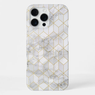 Weißer Marmor mit Goldwürfelmuster iPhone 16 Pro Max Hülle