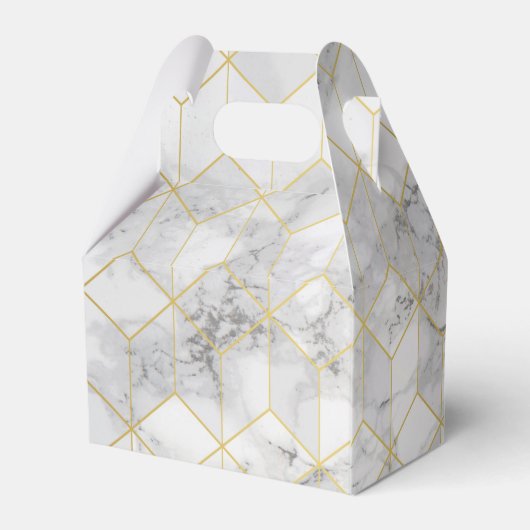 Weißer Marmor mit Goldwürfelmuster + Monogramm Geschenkschachtel (Rückseite)