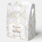 Weißer Marmor mit Goldwürfelmuster + Monogramm Geschenkschachtel (Geöffnet)