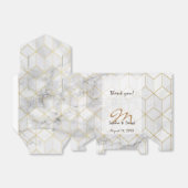 Weißer Marmor mit Goldwürfelmuster + Monogramm Geschenkschachtel (Ungefaltet)