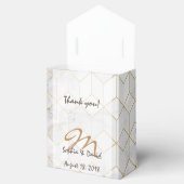 Weißer Marmor mit Goldwürfelmuster + Monogramm Geschenkschachtel (Geöffnet)