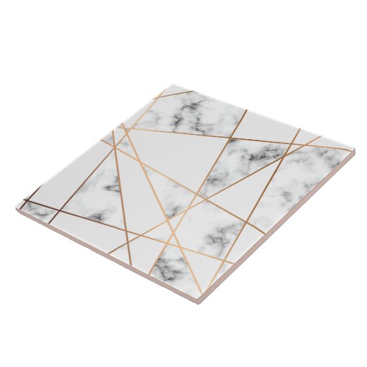 Weißer Marmor mit Hübschen Goldlinien Fliese (Seite)