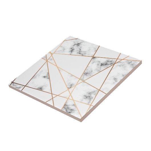 Weißer Marmor mit Hübschen Goldlinien Fliese (Seite)