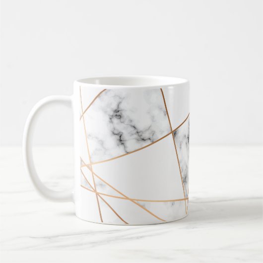 Weißer Marmor mit Hübschen Goldlinien Kaffeetasse (Links)