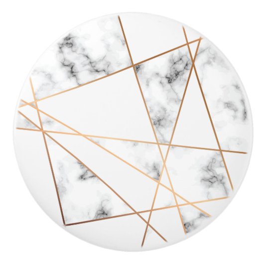 Weißer Marmor mit Hübschen Goldlinien Keramikknauf (Vorderseite)