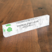 Weißer Marmor mit Klee Namensplakette (Seite)