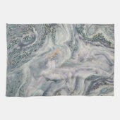 Weißer Marmor mit Perle, lila und goldene Küche Geschirrtuch (Horizontal)