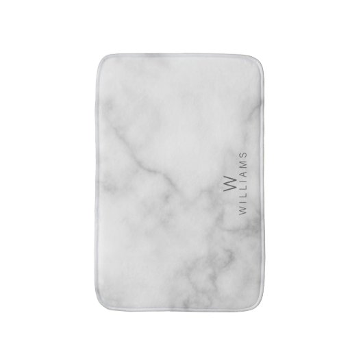 Weißer Marmor mit Personalisiertem Monogramm und N Badematte (Vorderseite Vertikal)