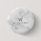 Weißer Marmor mit Personalisiertem Monogramm und N Button (Vorderseite)
